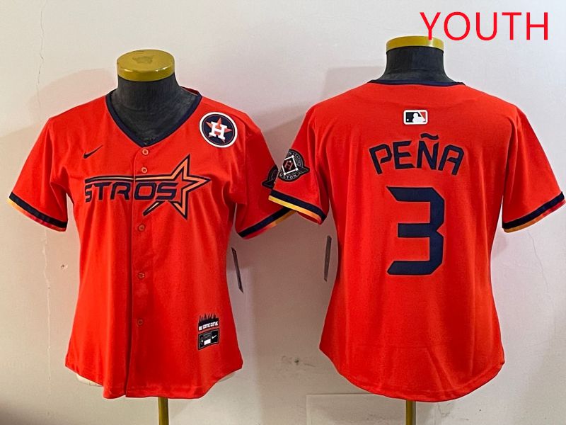 Youth Houston Astros Blank #3 Pena Three generations Joint Name 2025 Nike MLB Jersey style 7->youth mlb jersey->Youth Jersey